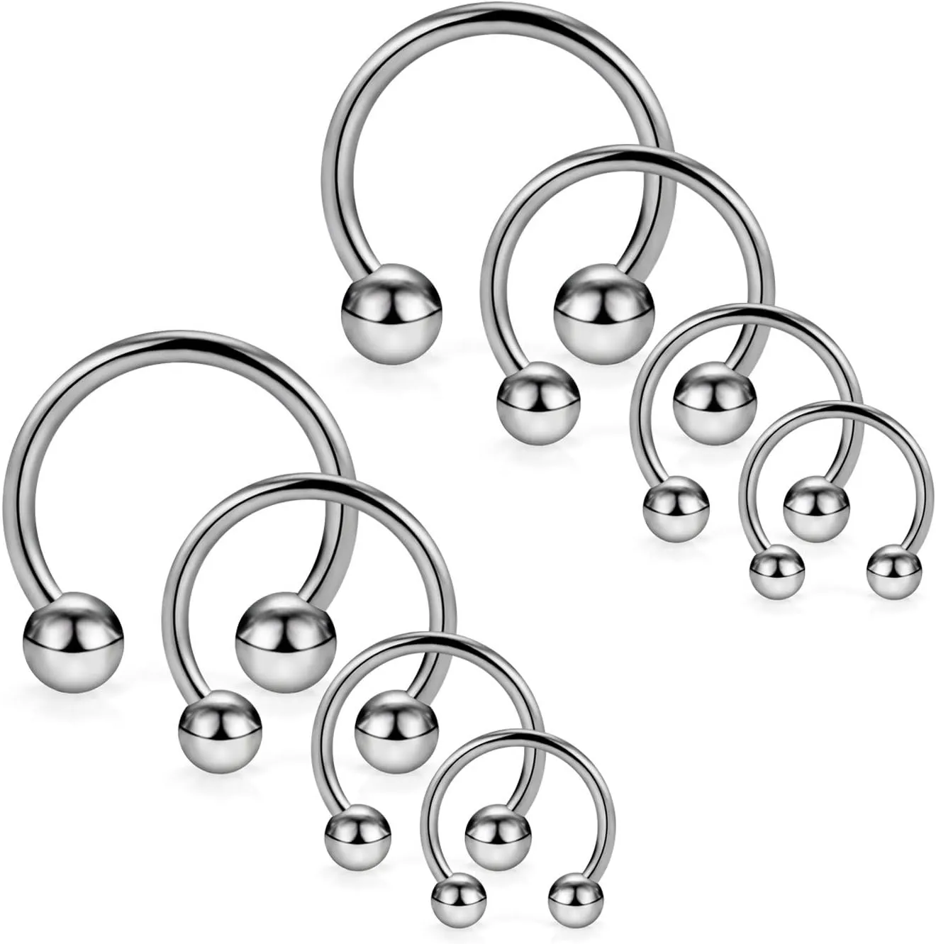 SCERRING 2-8PCS 16G G23 Titanium Horseshoe Septum Ring Nose Rings Hoop Helix Daith Cartilage Tragus Earrings Nipple Eyebrow Body Piercing Jewelry 8mm 10mm 12mm 14mm