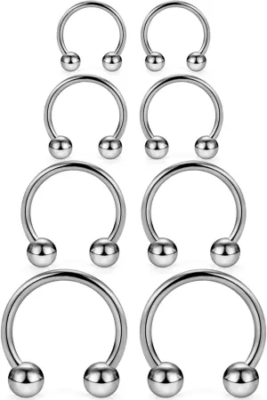 SCERRING 2-8PCS 16G G23 Titanium Horseshoe Septum Ring Nose Rings Hoop Helix Daith Cartilage Tragus Earrings Nipple Eyebrow Body Piercing Jewelry 8mm 10mm 12mm 14mm