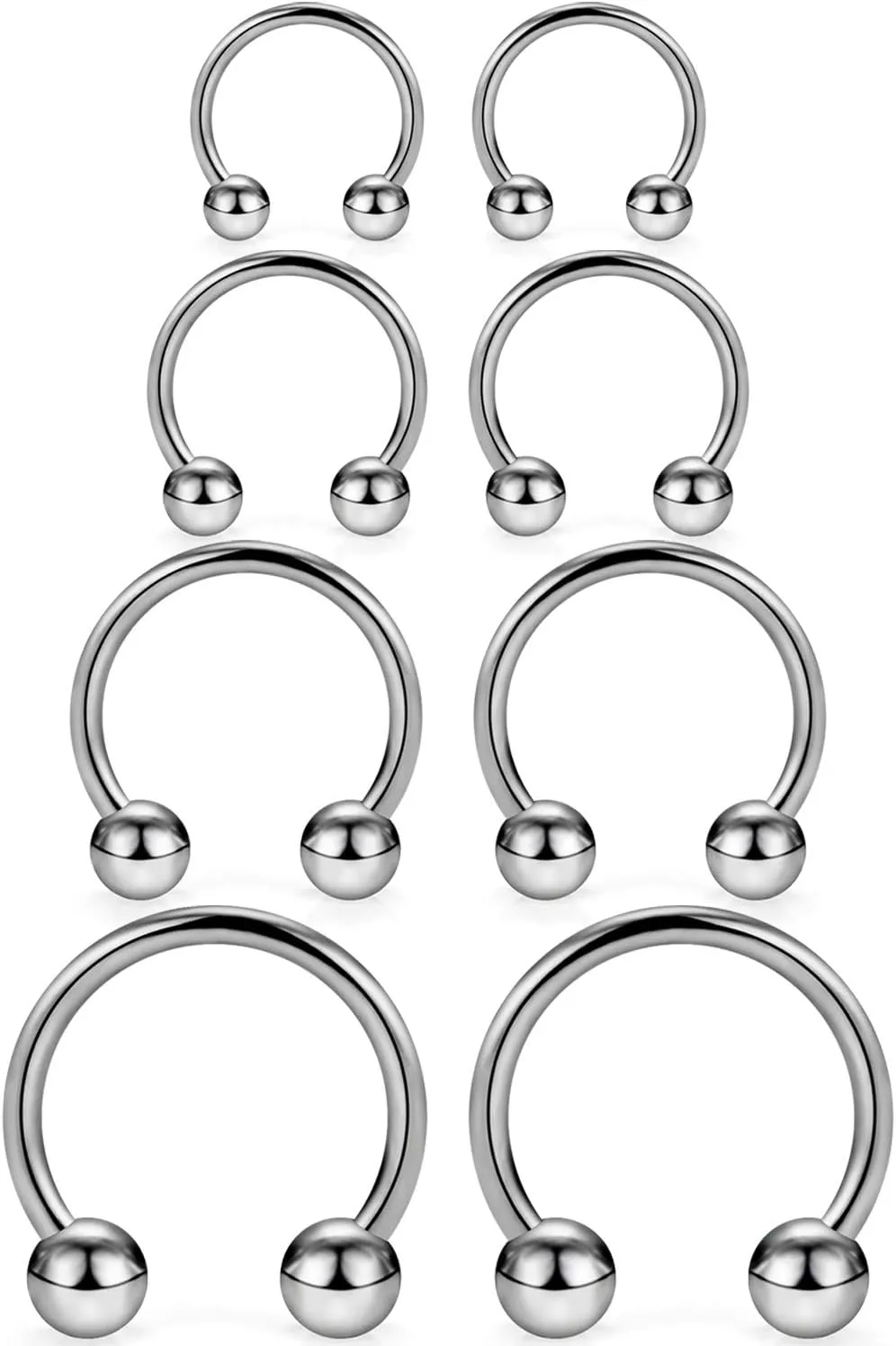 SCERRING 2-8PCS 16G G23 Titanium Horseshoe Septum Ring Nose Rings Hoop Helix Daith Cartilage Tragus Earrings Nipple Eyebrow Body Piercing Jewelry 8mm 10mm 12mm 14mm