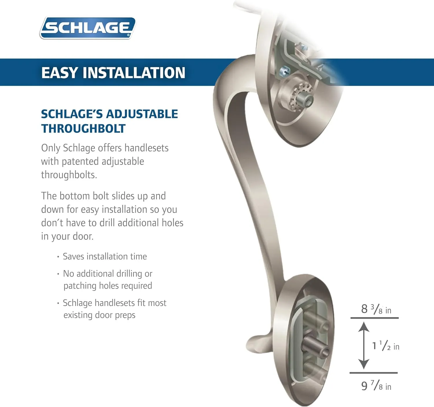 Schlage F58 CAM 716 Camelot Exterior Handleset with Deadbolt, Aged Bronze (Exterior Half Only)