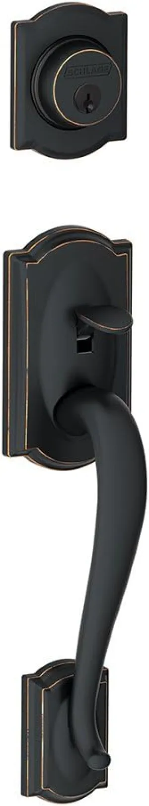 Schlage F58 CAM 716 Camelot Exterior Handleset with Deadbolt, Aged Bronze (Exterior Half Only)