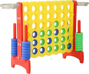 SDADI Giant 33 Inch 4-in-A-Row Hoop Connect Strategy Game and Basketball Indoor/Outdoor Family Fun Board for Toddlers, Kids, Adults, Yellow and Red