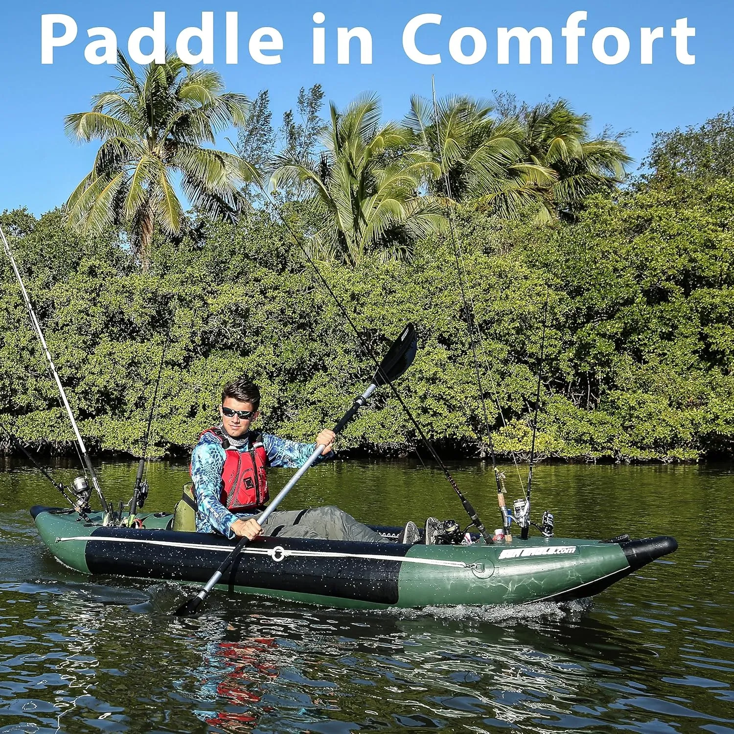 Sea Eagle 350FX Inflatable Explorer 1 Person 11’6” Fishing Kayak Fishing – Fishing, Touring, Camping & Whitewater