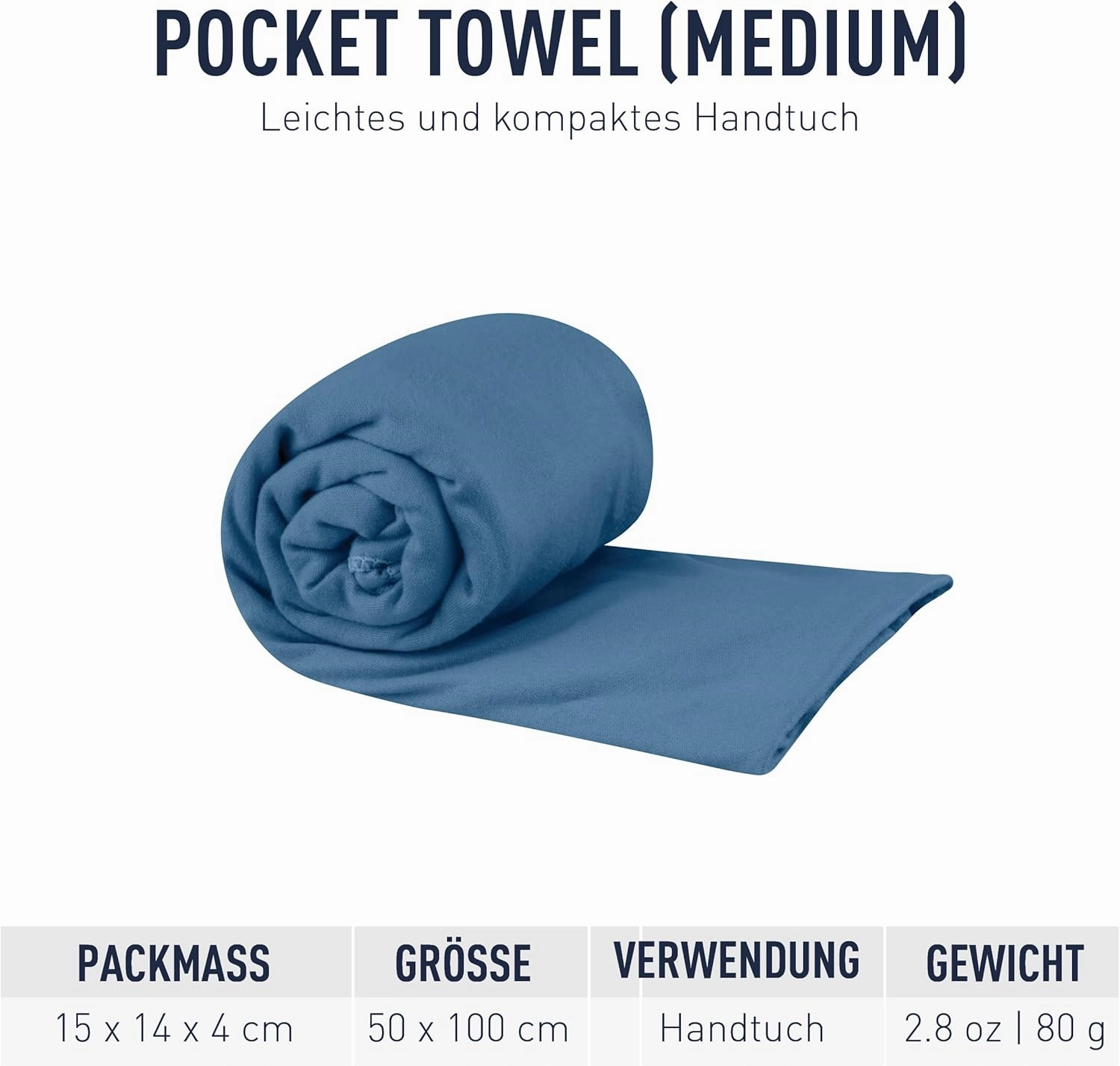 Sea to Summit Portable Pocket Towel for Camping, Gym, and Travel