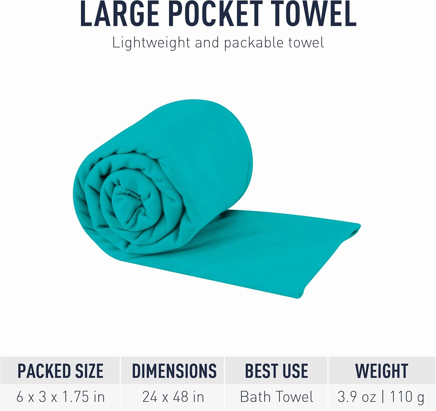 Sea to Summit Portable Pocket Towel for Camping, Gym, and Travel