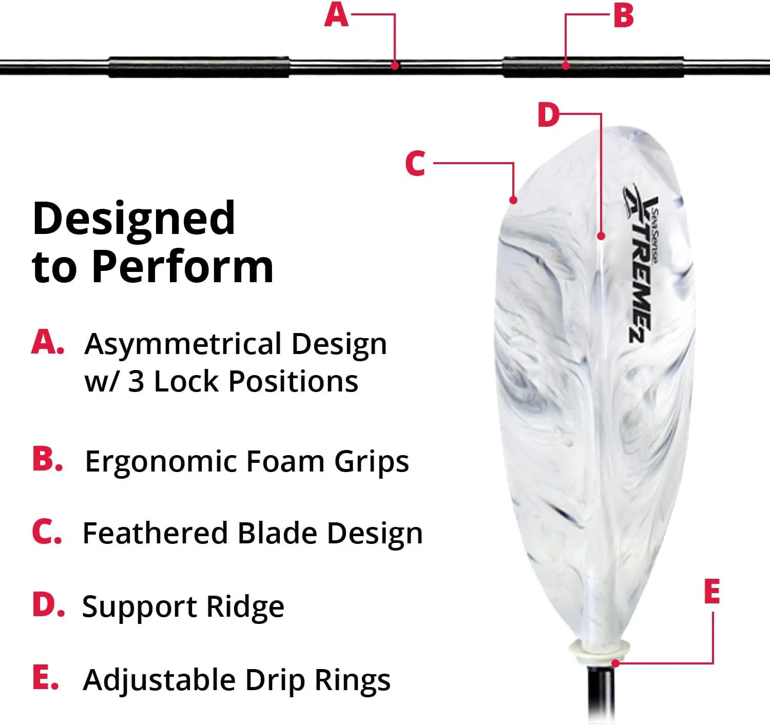 SeaSense Xtreme 2 Kayak Paddle, 84” - Fiberglass Reinforced Nylon Blades, 2-Piece Construction - Great for Sport, Sea, Whitewater, Recreational & Fishing Kayaking