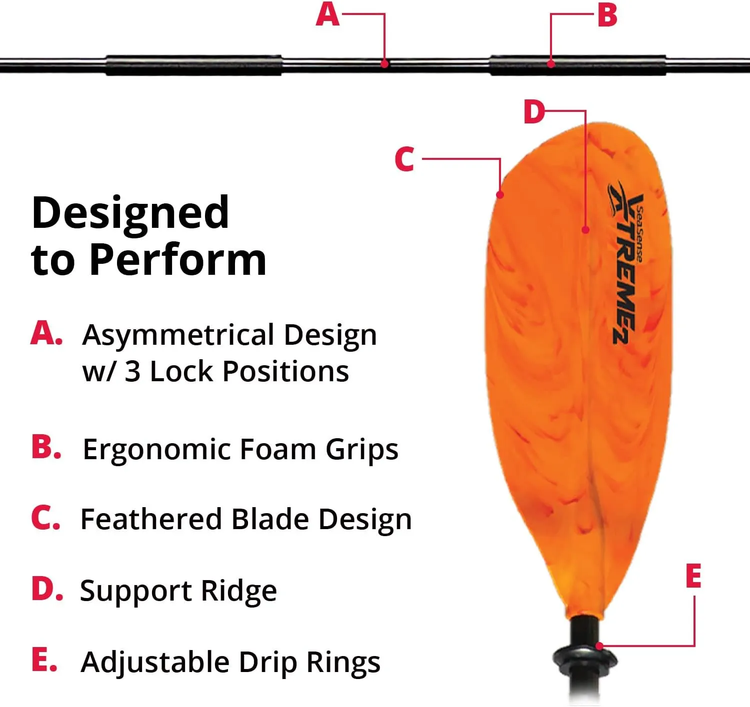 SeaSense Xtreme 2 Kayak Paddle, 84” - Fiberglass Reinforced Nylon Blades, 2-Piece Construction - Great for Sport, Sea, Whitewater, Recreational & Fishing Kayaking