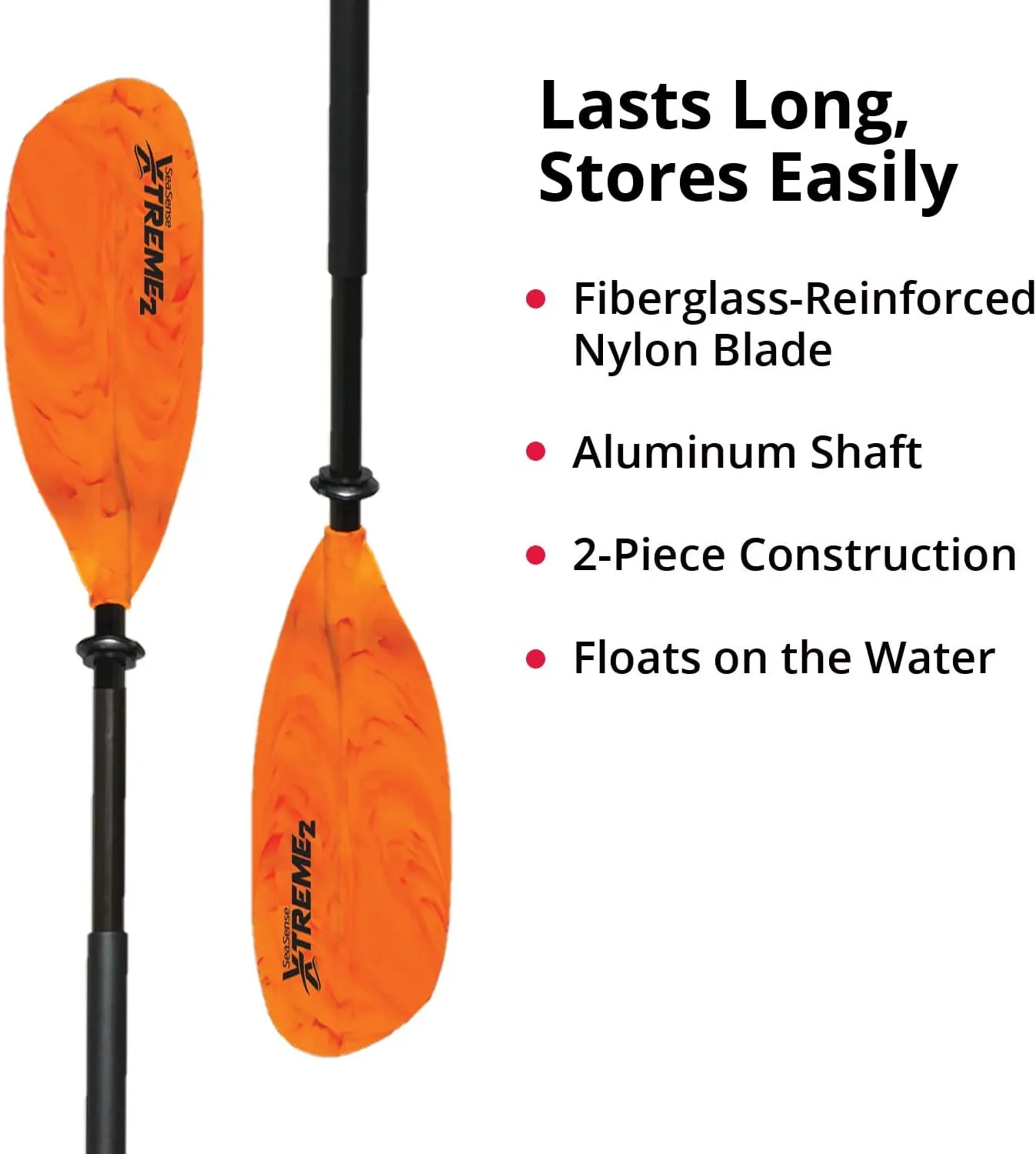 SeaSense Xtreme 2 Kayak Paddle, 84” - Fiberglass Reinforced Nylon Blades, 2-Piece Construction - Great for Sport, Sea, Whitewater, Recreational & Fishing Kayaking