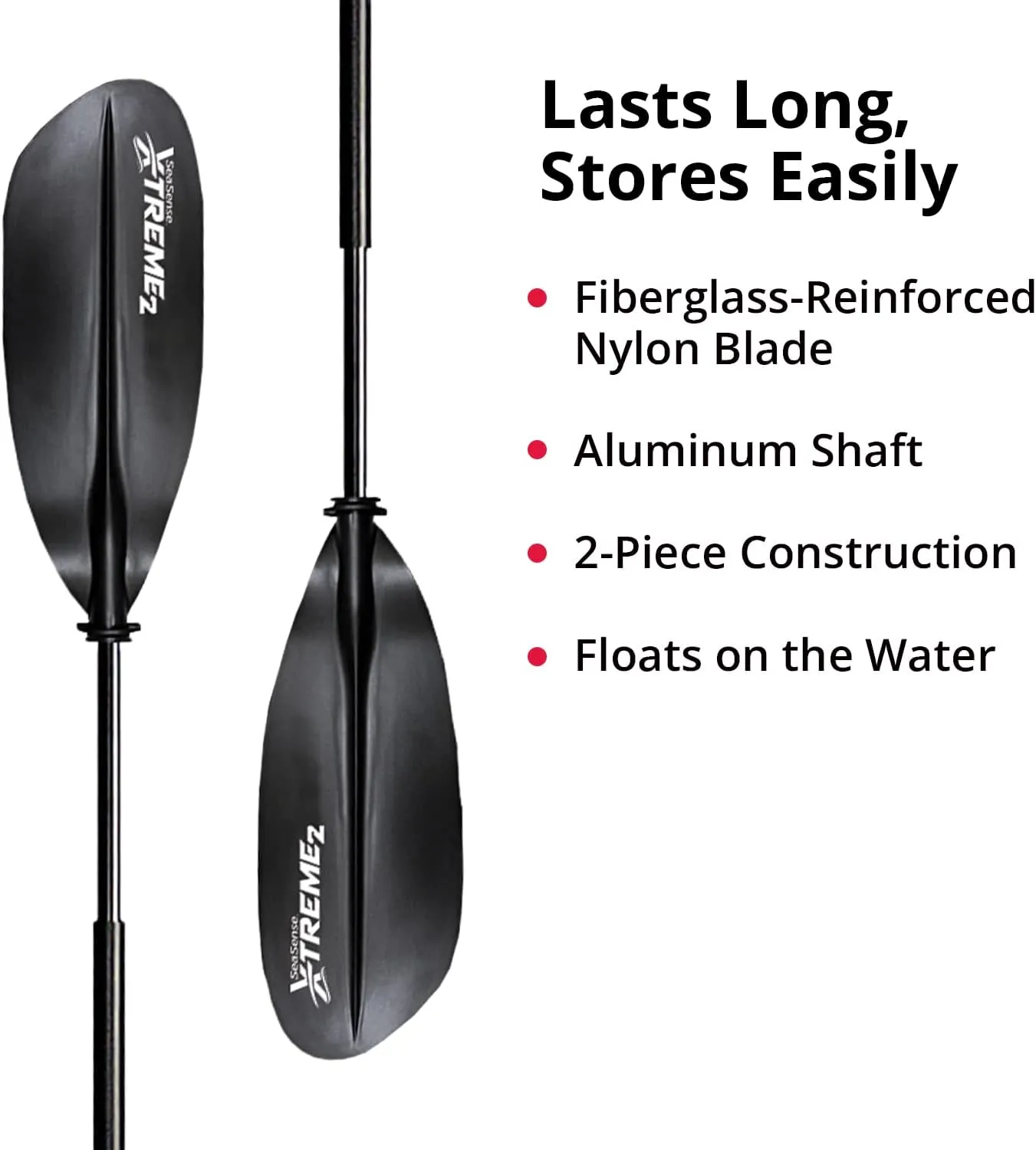SeaSense Xtreme 2 Kayak Paddle, 96” - Fiberglass Reinforced Nylon Blades, 2-Piece Construction - Great for Sport, Sea, Whitewater, Recreational & Fishing Kayaking