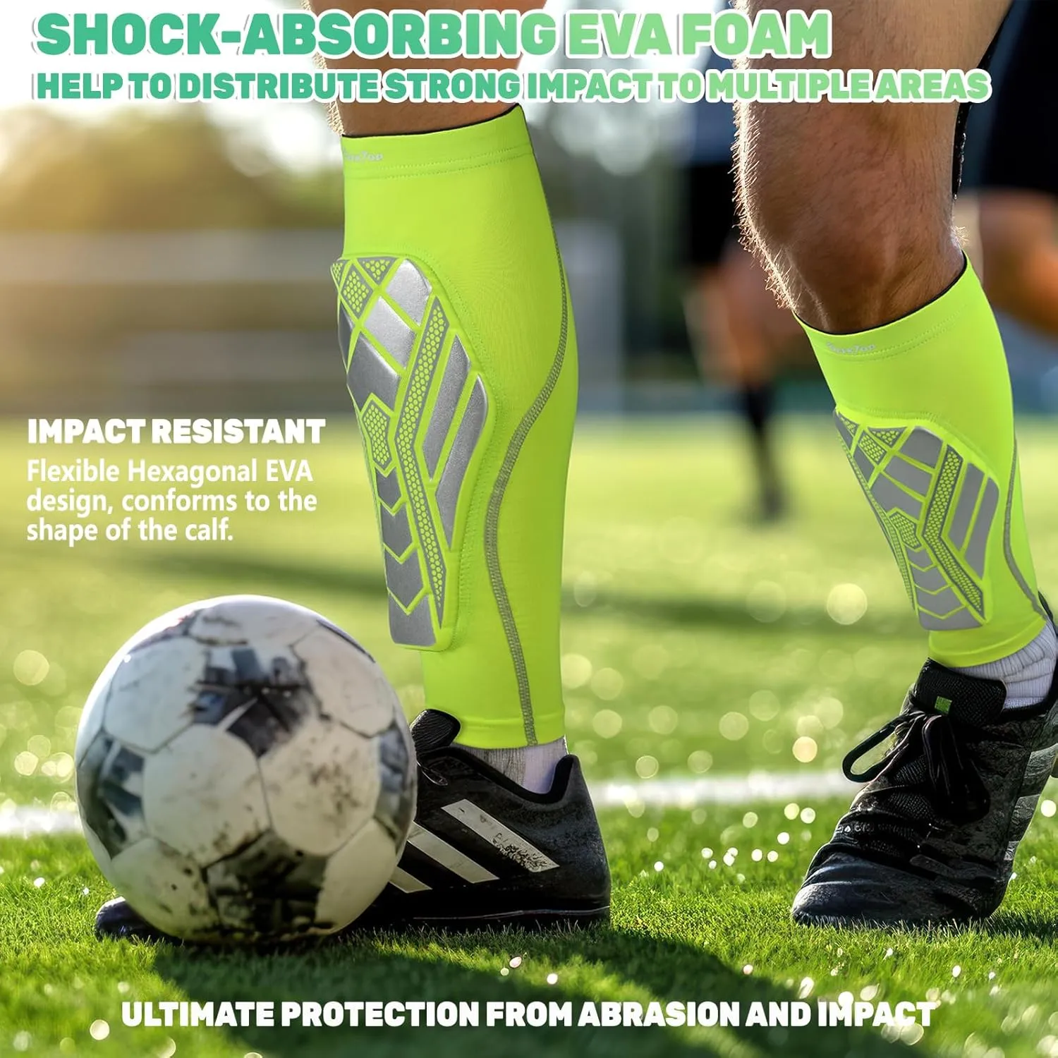 Seektop Soccer Shin Guards Pads for Kids Youth Adult, Shin Guard Sleeves for Boys Girls, Calf Compression Sleeve with Shock-Absorbing Pads, High Impact Resistant Breathable Comfortable, Lightweight