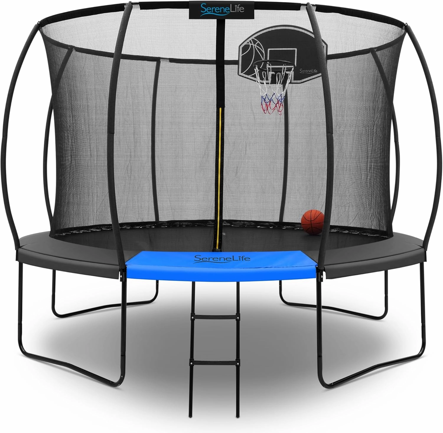 SereneLife 8FT 10FT 12FT 14FT Outdoor Trampoline for Kids and Adults – ASTM Certified Heavy-Duty Backyard Trampoline with Safety Poles, Net Enclosure, and Stable Anti-Rust Frame