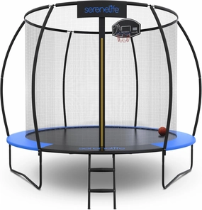 SereneLife 8FT 10FT 12FT 14FT Outdoor Trampoline for Kids and Adults – ASTM Certified Heavy-Duty Backyard Trampoline with Safety Poles, Net Enclosure, and Stable Anti-Rust Frame
