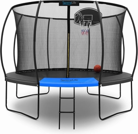 SereneLife 8FT 10FT 12FT 14FT Outdoor Trampoline for Kids and Adults – ASTM Certified Heavy-Duty Backyard Trampoline with Safety Poles, Net Enclosure, and Stable Anti-Rust Frame