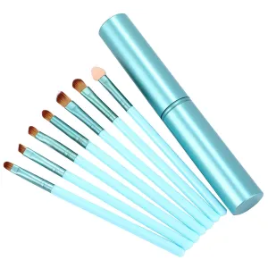 Set Brush Makeup Eye Total Brush 7PC Brush Set Portable Foundation Shadow Brush Makeup Brushes for Girls (Color : Blue, Size : One Size)