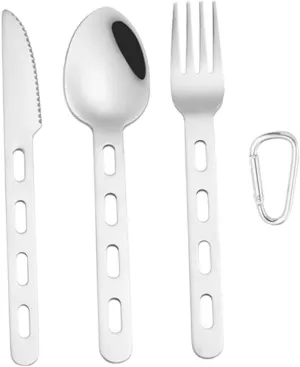 Set for Camping 3-Piece Stainless Steel Fork Spoon Knife Lightweight and Portable for Outdoor Use