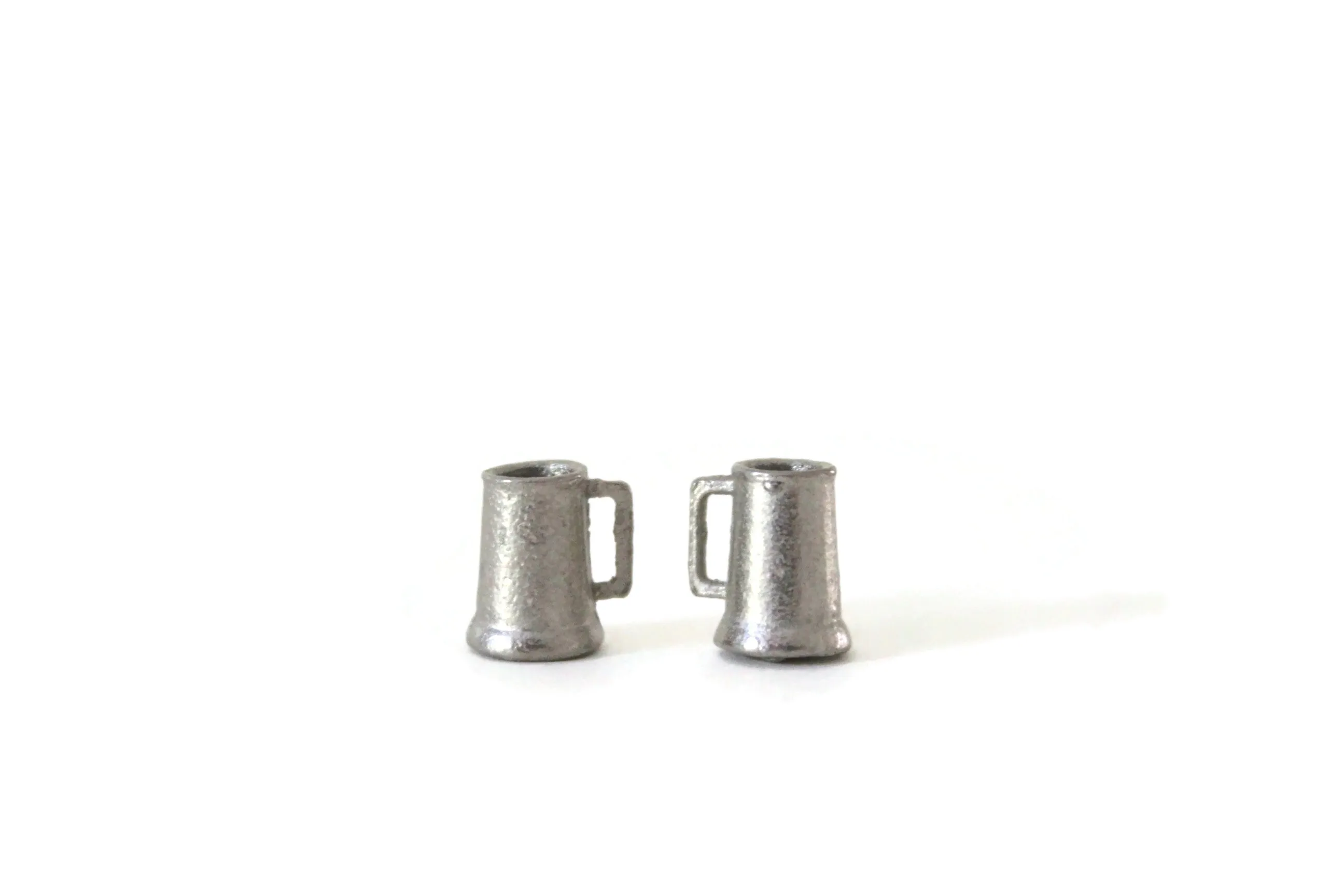Set of 2 Vintage 1:12 Miniature Dollhouse Silver Mugs