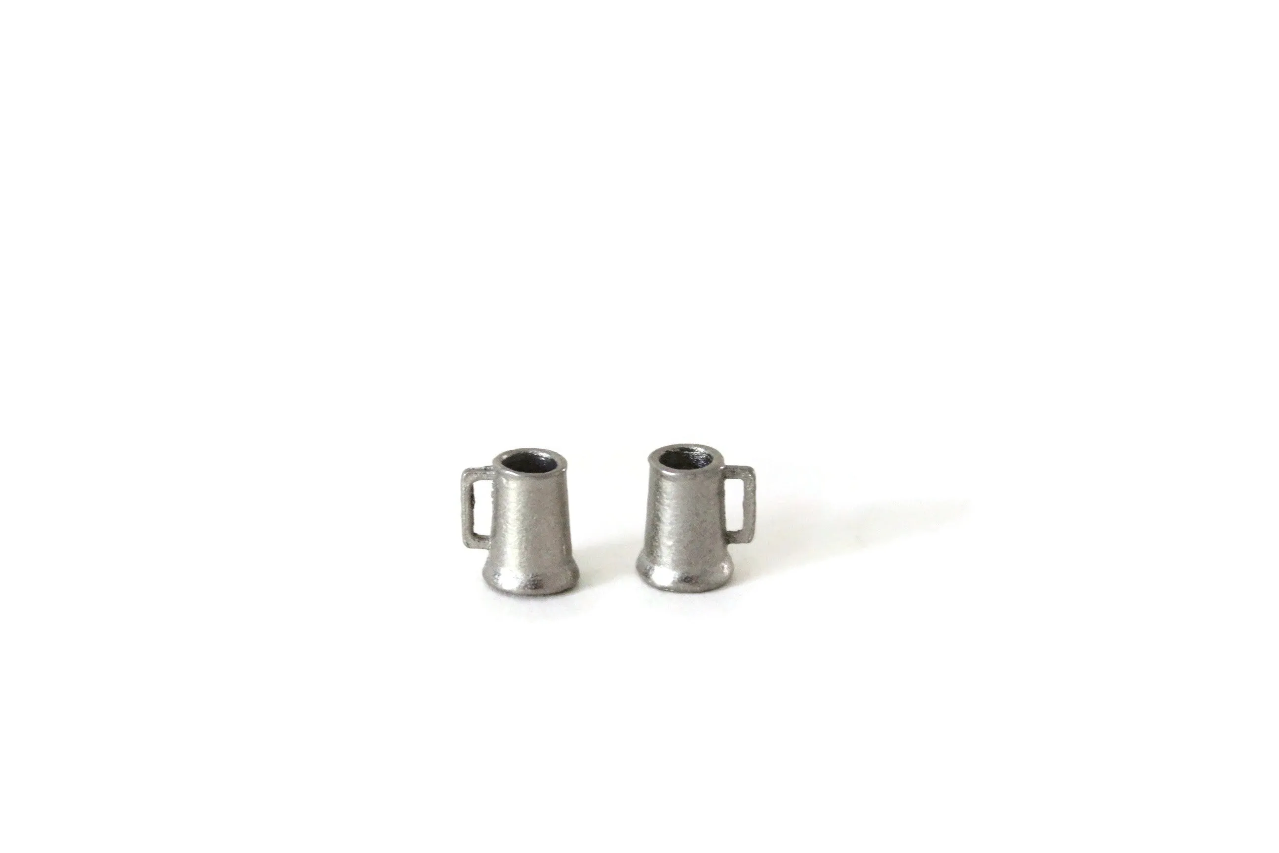 Set of 2 Vintage 1:12 Miniature Dollhouse Silver Mugs