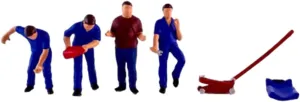 Set of 4 Diorama Figures Miniature Scene Street People Model for Desktop Decor Dollhouse Accessories, Blue