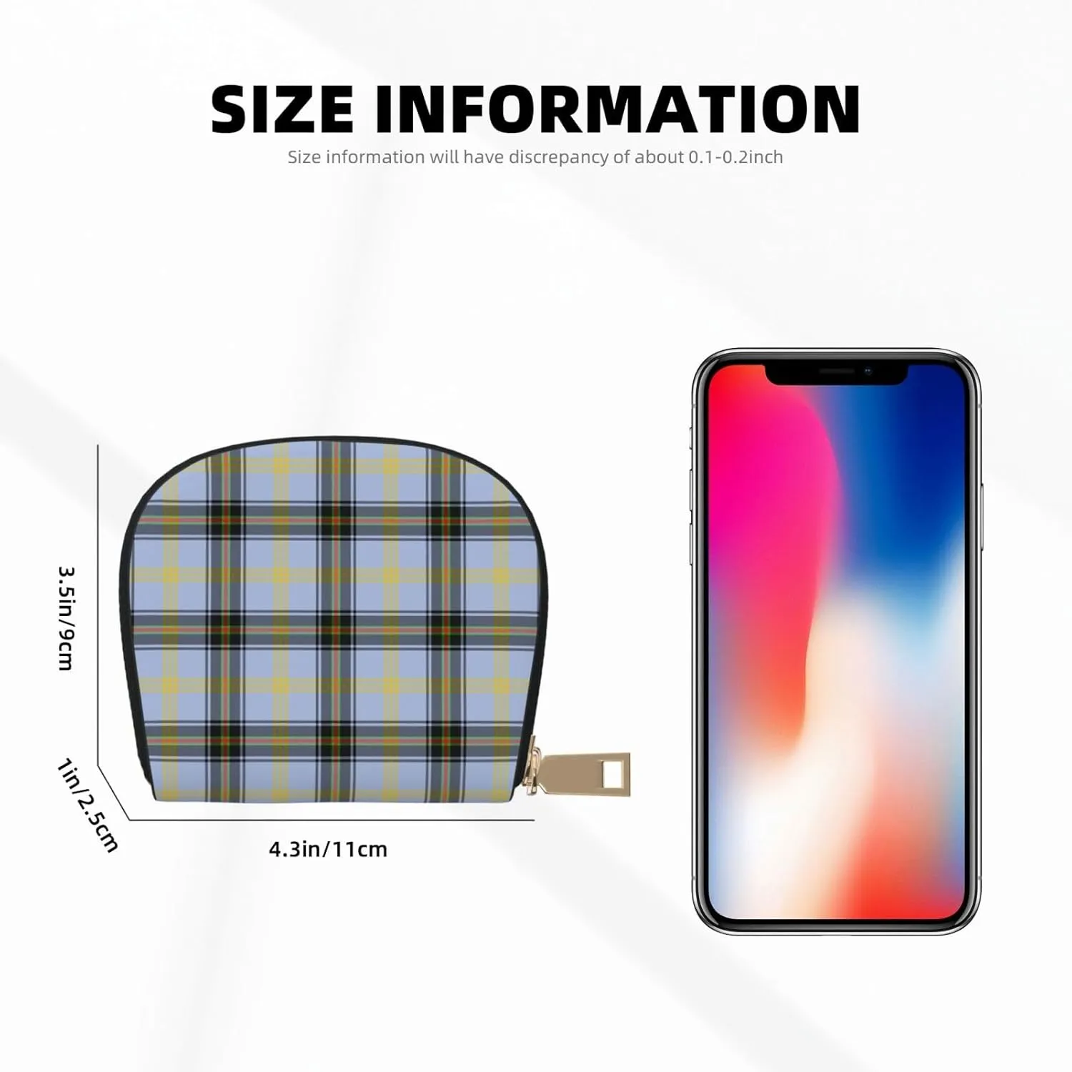 Shell Card Case Bell of the Borders Tartan Small Bag PU Leather Zipper Wallet Credit Card Holder