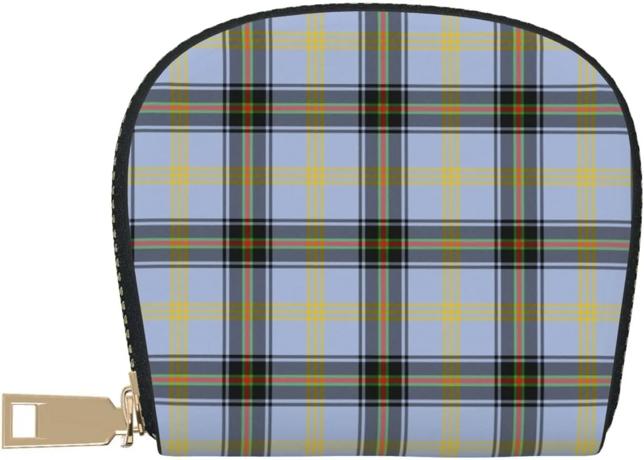 Shell Card Case Bell of the Borders Tartan Small Bag PU Leather Zipper Wallet Credit Card Holder