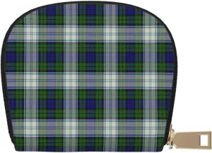 Shell Card Case Black Watch Dress Modern Tartan Small Bag PU Leather Zipper Wallet Credit Card Holder