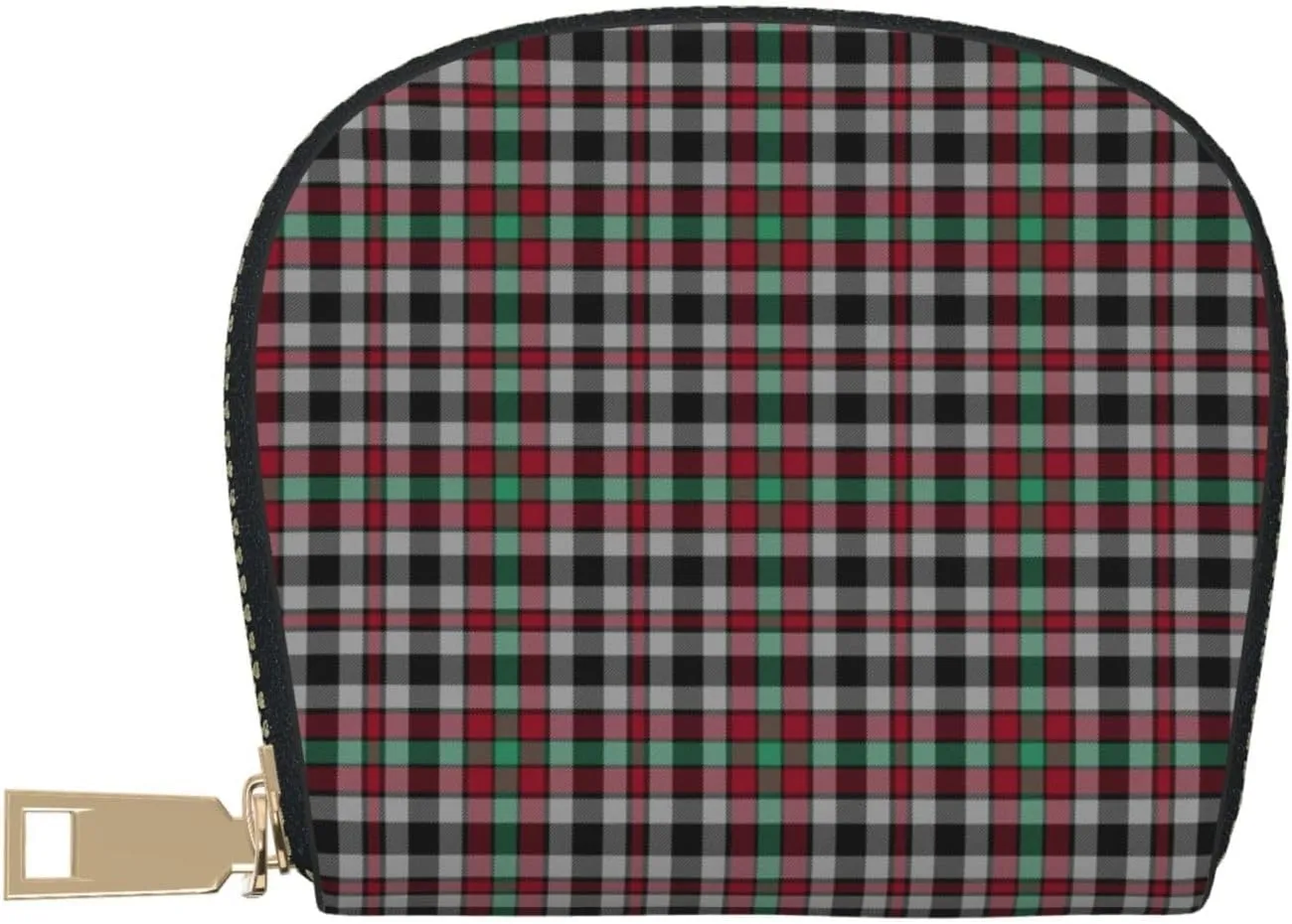 Shell Card Case Borthwick Tartan Small Bag PU Leather Zipper Wallet Credit Card Holder