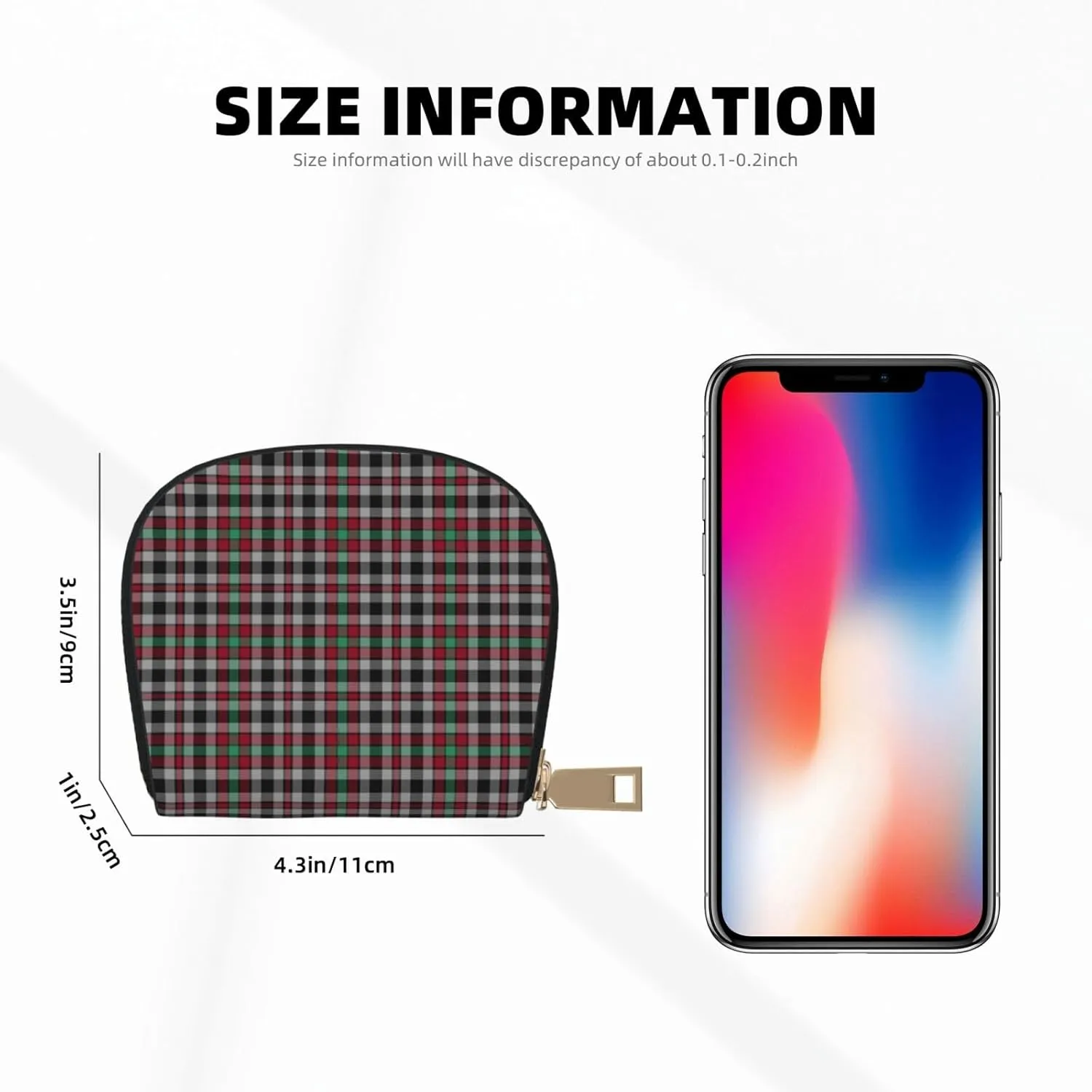Shell Card Case Borthwick Tartan Small Bag PU Leather Zipper Wallet Credit Card Holder