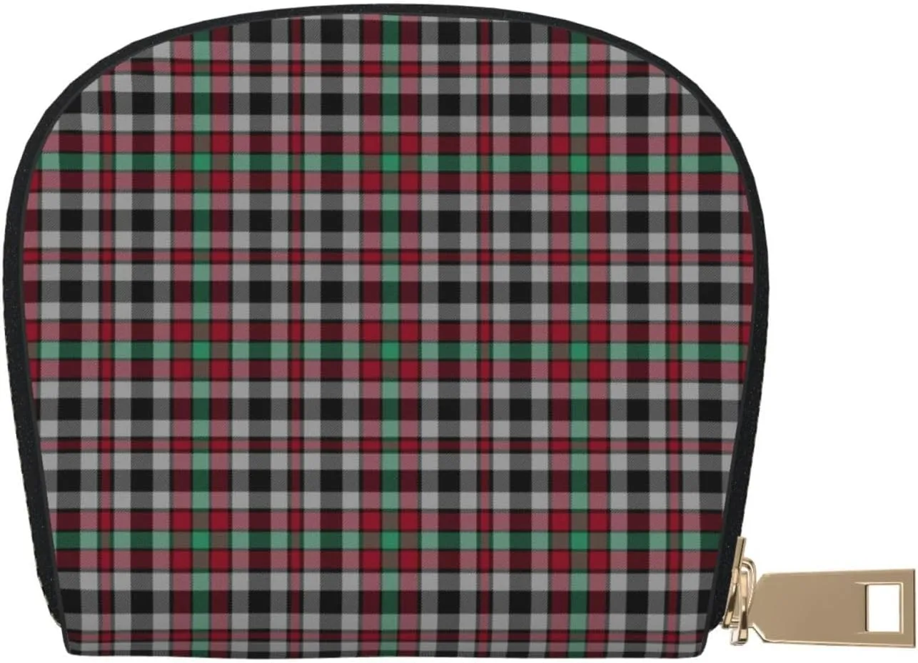 Shell Card Case Borthwick Tartan Small Bag PU Leather Zipper Wallet Credit Card Holder