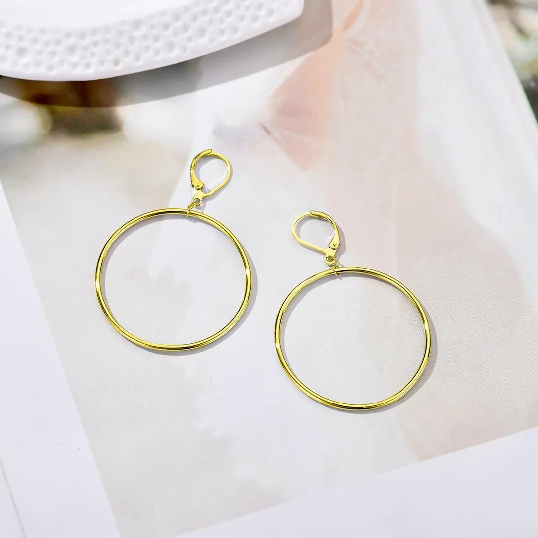Silver Large Big Round Circle Hoop Dangle Drop Earrings for Women Hypoallergenic 40 50 60 70MM