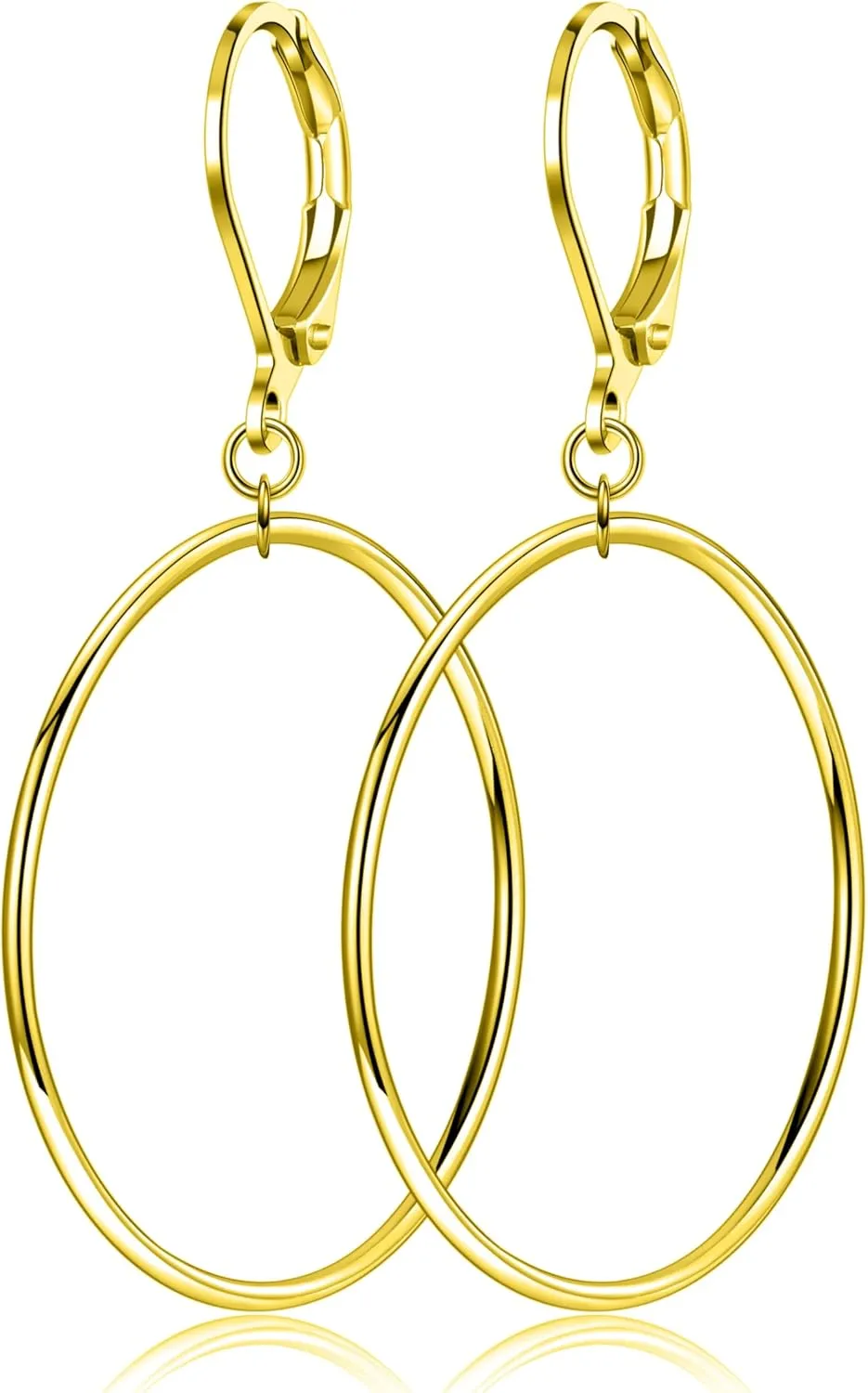 Silver Large Big Round Circle Hoop Dangle Drop Earrings for Women Hypoallergenic 40 50 60 70MM
