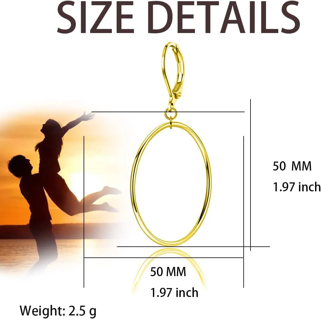 Silver Large Big Round Circle Hoop Dangle Drop Earrings for Women Hypoallergenic 40 50 60 70MM