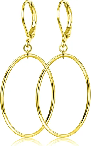 Silver Large Big Round Circle Hoop Dangle Drop Earrings for Women Hypoallergenic 40 50 60 70MM