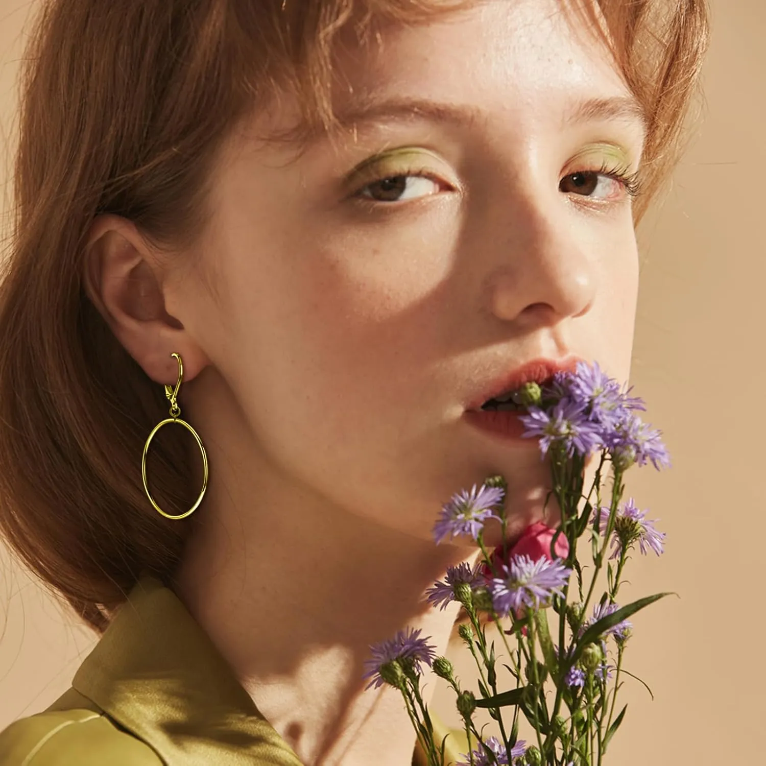 Silver Large Big Round Circle Hoop Dangle Drop Earrings for Women Hypoallergenic 40 50 60 70MM