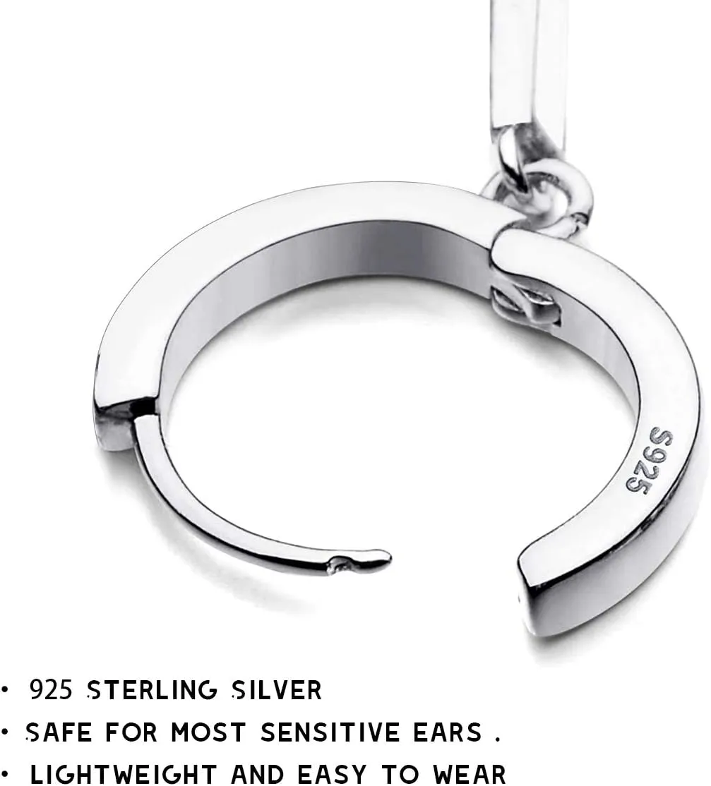 SIMPLGIRL 925 Sterling Silver Cross Earrings- Dainty Light Weight Huggie Hoop Cross Earrings for Women Men