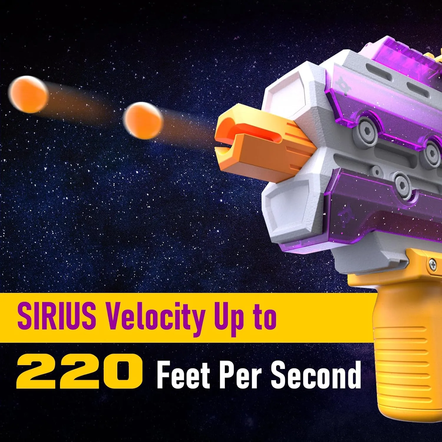 Sirius Gel Ball Blaster Gun 220FPS (XL Size), Full Auto Electric Water Bead Rifle with 1500 Capacity Mag, 1800mAh Rechargeable Battery, Splatter Ball Toy for Age 14  & Adults (Purple)