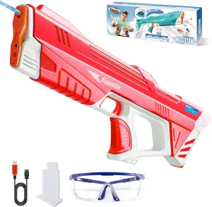 Skirfy Electric Water Gun with Display,Auto Suction Water Guns for Adults&Kids,Squirt Guns Battery Powered Automatic Water Blasts,Pool Beach Outdoor Party Toys for Kids Ages 8-12