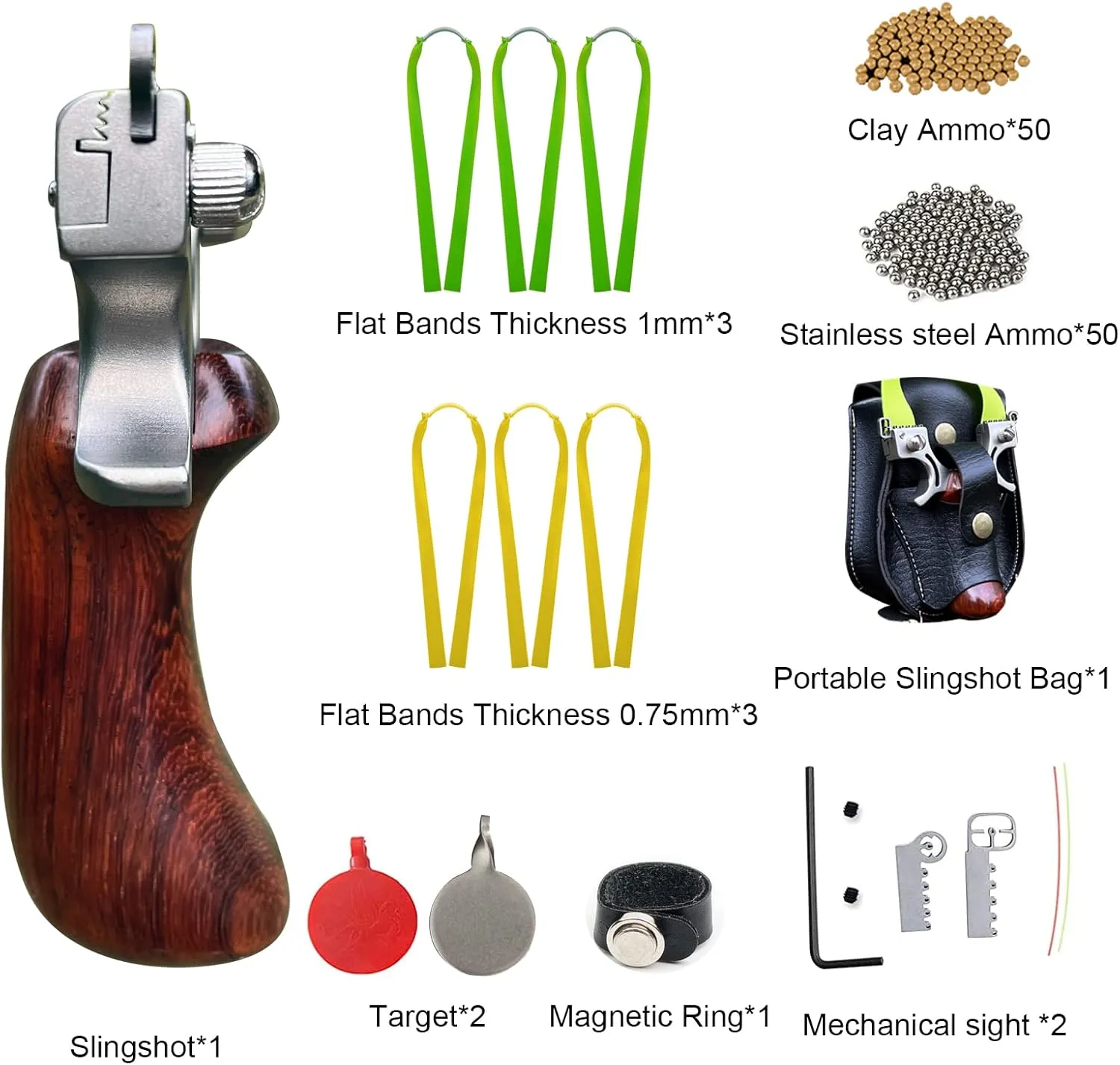 Slingshot, Hunting Sling Shot Set for Adults, Professional Stainless Steel Tactical Slingshots, High Velocity Catapult with Ammo Balls, Rubber Bands, Ammo Pouch, Target