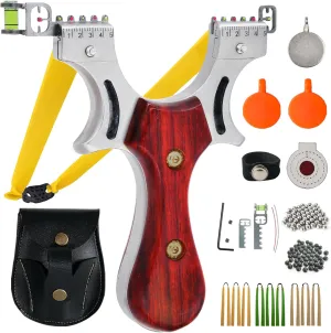 Slingshot, Stainless Steel Slingshots for Adults and Kids, Sling Shot for Hunting and Shooting Practice Slingshot for Outdoor Catapult Game with 1 Ammo Pouch, 100 Ammo Balls, 9 flatbands & 4 Target,