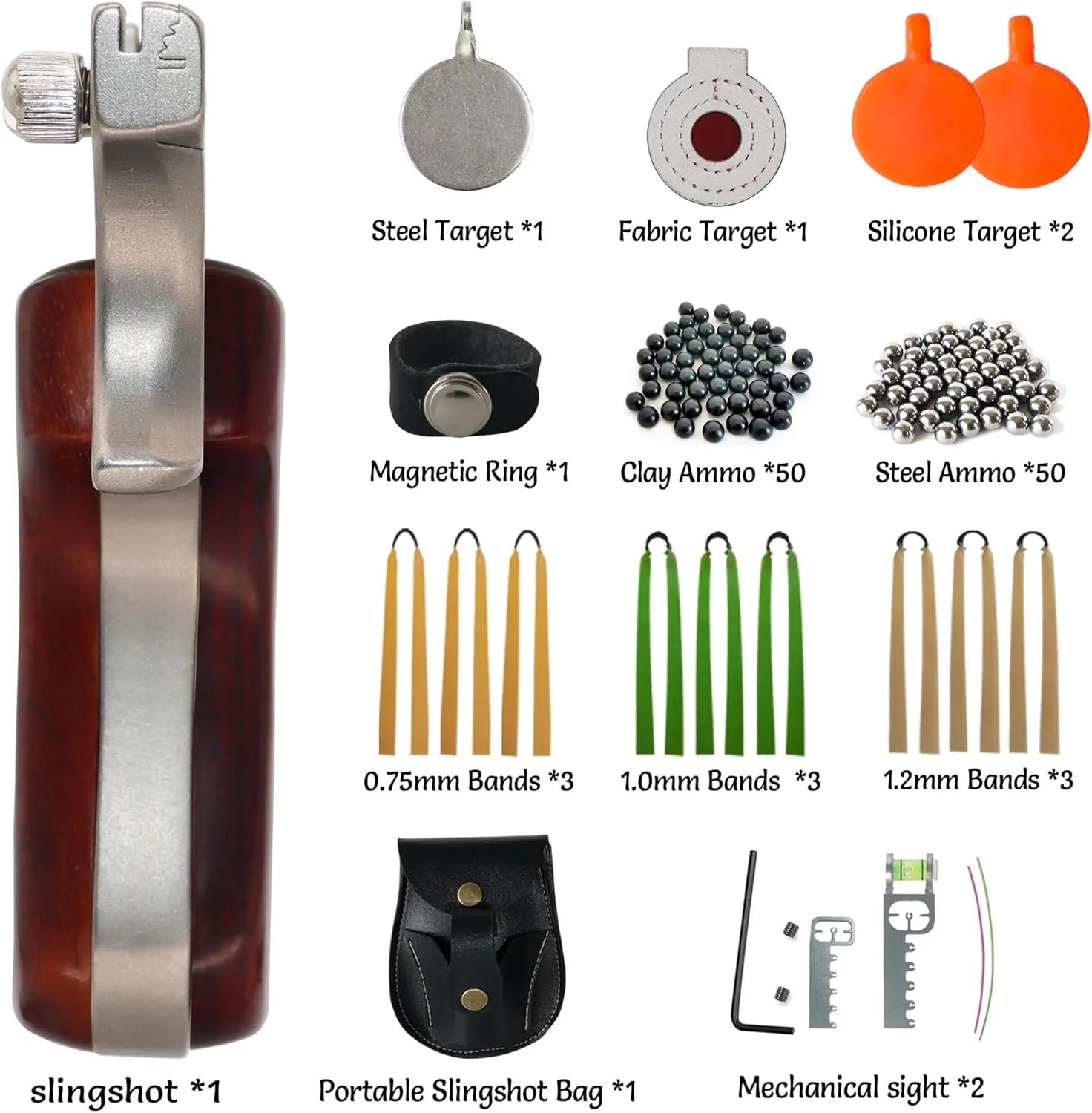 Slingshot, Stainless Steel Slingshots for Adults and Kids, Sling Shot for Hunting and Shooting Practice Slingshot for Outdoor Catapult Game with 1 Ammo Pouch, 100 Ammo Balls, 9 flatbands & 4 Target,