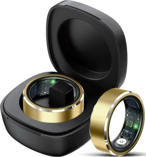 Smart Ring Fitness Tracker Heart Rate Monitor Sleep Tracker Gesture Control Fitness Rings Blood Pressure Pedometer Calories Step Counter Waterproof Health Smart Rings for Women Men with Charging Case