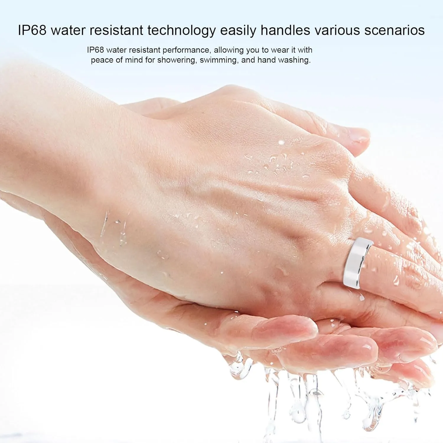 Smart Ring Health Tracker, IP68 Water Sleep Tracking Wearable Health Rings, Health Fitness Tracker Rings for Men Women, with APP, Silver (#9)