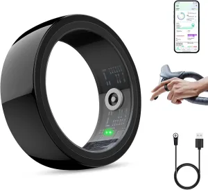 Smart Ring, Smart Health Ring for Women Men, Smart Ring Fitness Tracker, Health&Sleep Tracker,IP68 Waterproof,Remote Camera Control,No App Fee for Standard Features, for iPhone & Android(Black, 11#)