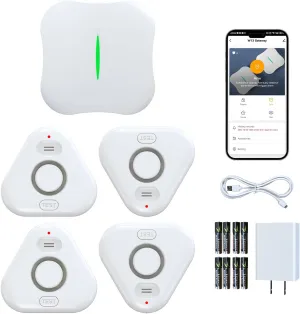 Smart Water Leak Detectors for Home WiFi with App Alerts, Stechro Ajustable 120dB Water Sensor Alarm Leak Detector for Basements Sink Kitchen Laundry, 4 Water Sensors & 1 Rechargeable Gateway