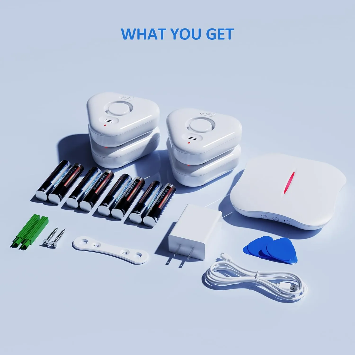 Smart Water Leak Detectors for Home WiFi with App Alerts, Stechro Ajustable 120dB Water Sensor Alarm Leak Detector for Basements Sink Kitchen Laundry, 4 Water Sensors & 1 Rechargeable Gateway