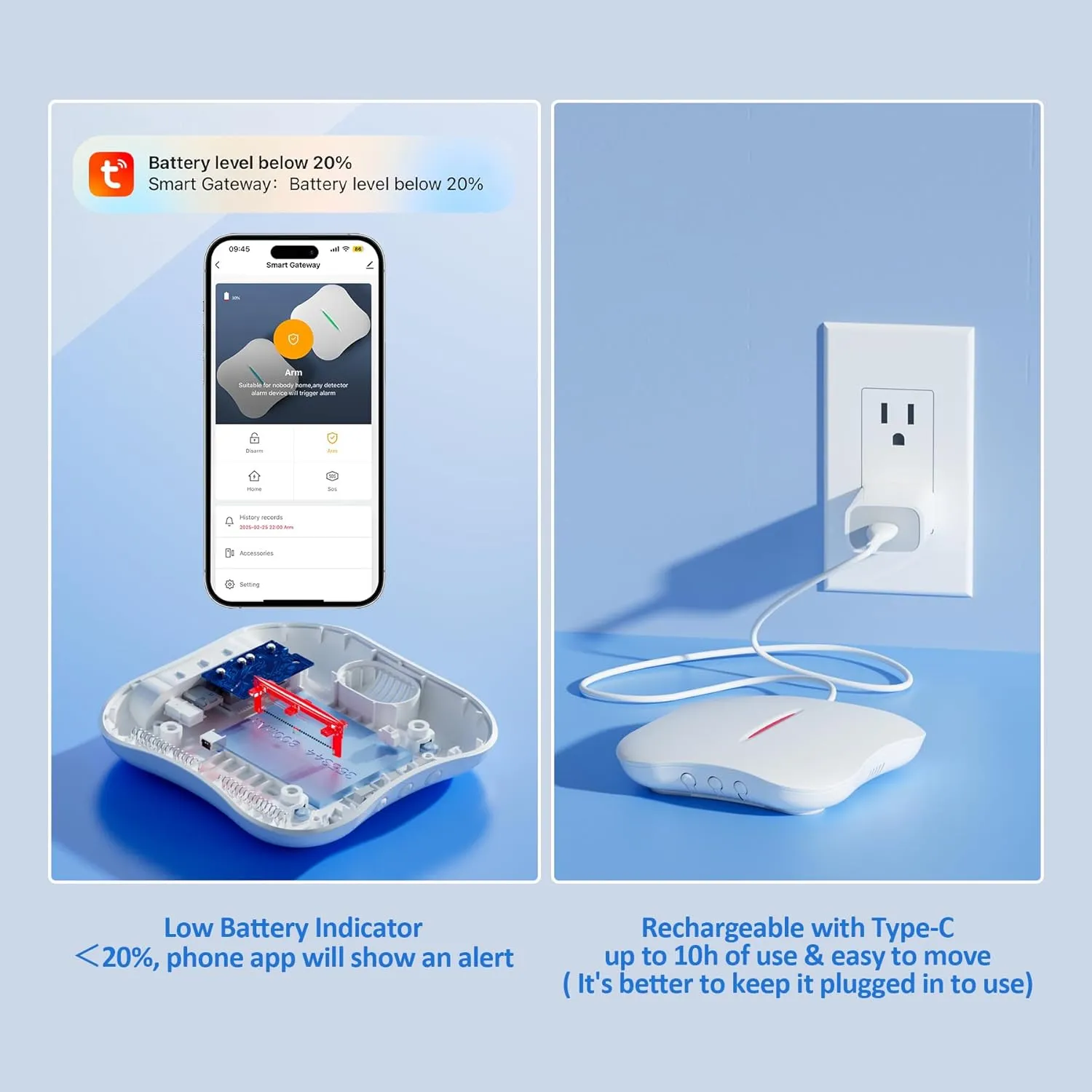 Smart Water Leak Detectors for Home WiFi with App Alerts, Stechro Ajustable 120dB Water Sensor Alarm Leak Detector for Basements Sink Kitchen Laundry, 4 Water Sensors & 1 Rechargeable Gateway
