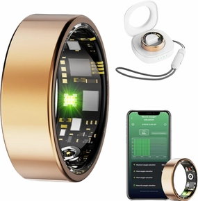 Smart Health Rings for Women Men,Fitness Monitor with Blood Oxygen,Heart Rate,Blood Pressure Tracking,Sleep Tracker,IP68 Waterproof,No Subscription Fee Smart Ring for iphone&Android (Rose Gold, #7)