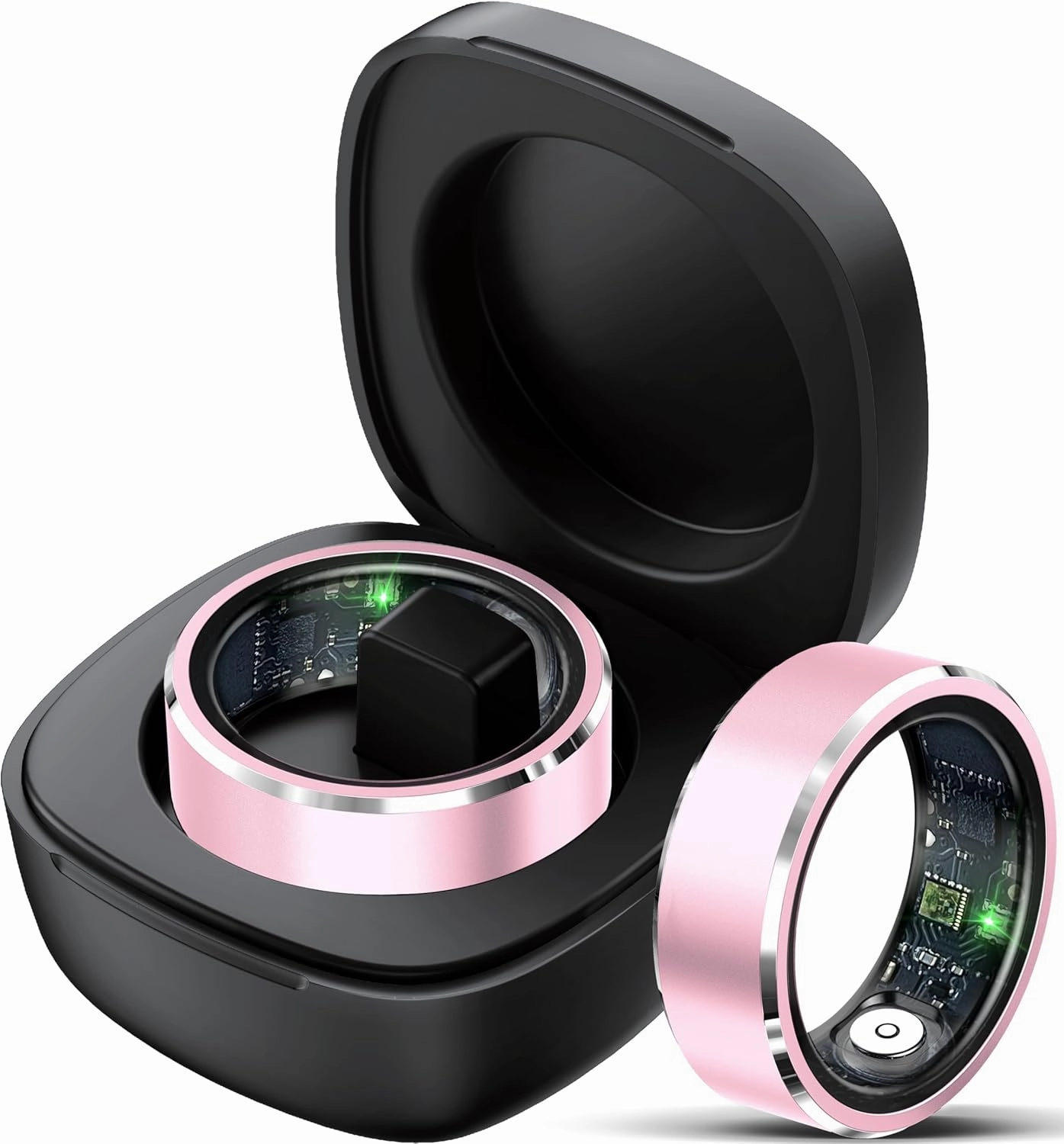 Smart Ring Fitness Tracker Heart Rate Monitor Sleep Tracker Gesture Control Fitness Rings Blood Pressure Pedometer Calories Step Counter Waterproof Health Smart Rings for Women Men with Charging Case
