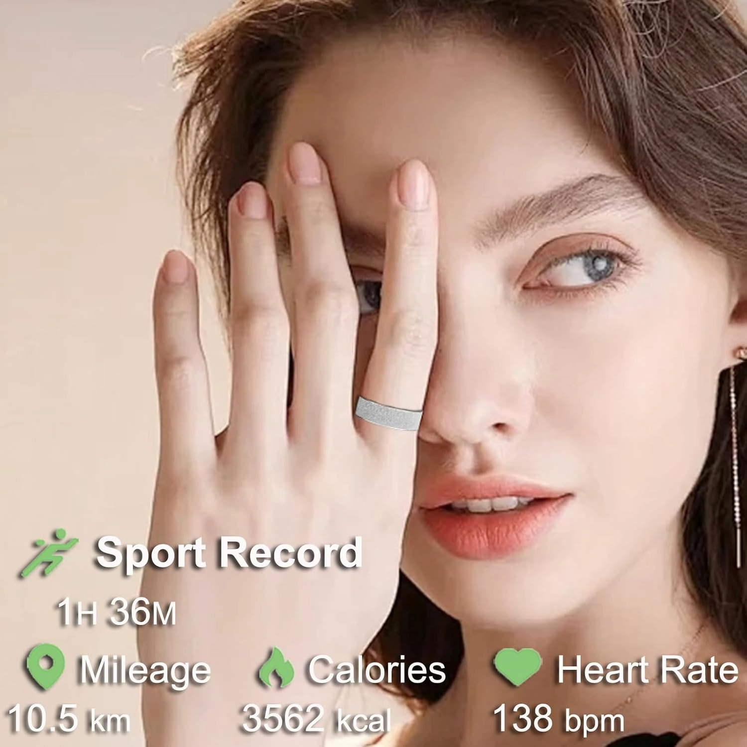Smart Ring for Women Ladies Fitness Tracker Heart Rate Monitor Sleep Tracker Health Ring Step Counter Calories Waterproof Fashion Smart Rings for Android iOS Phones
