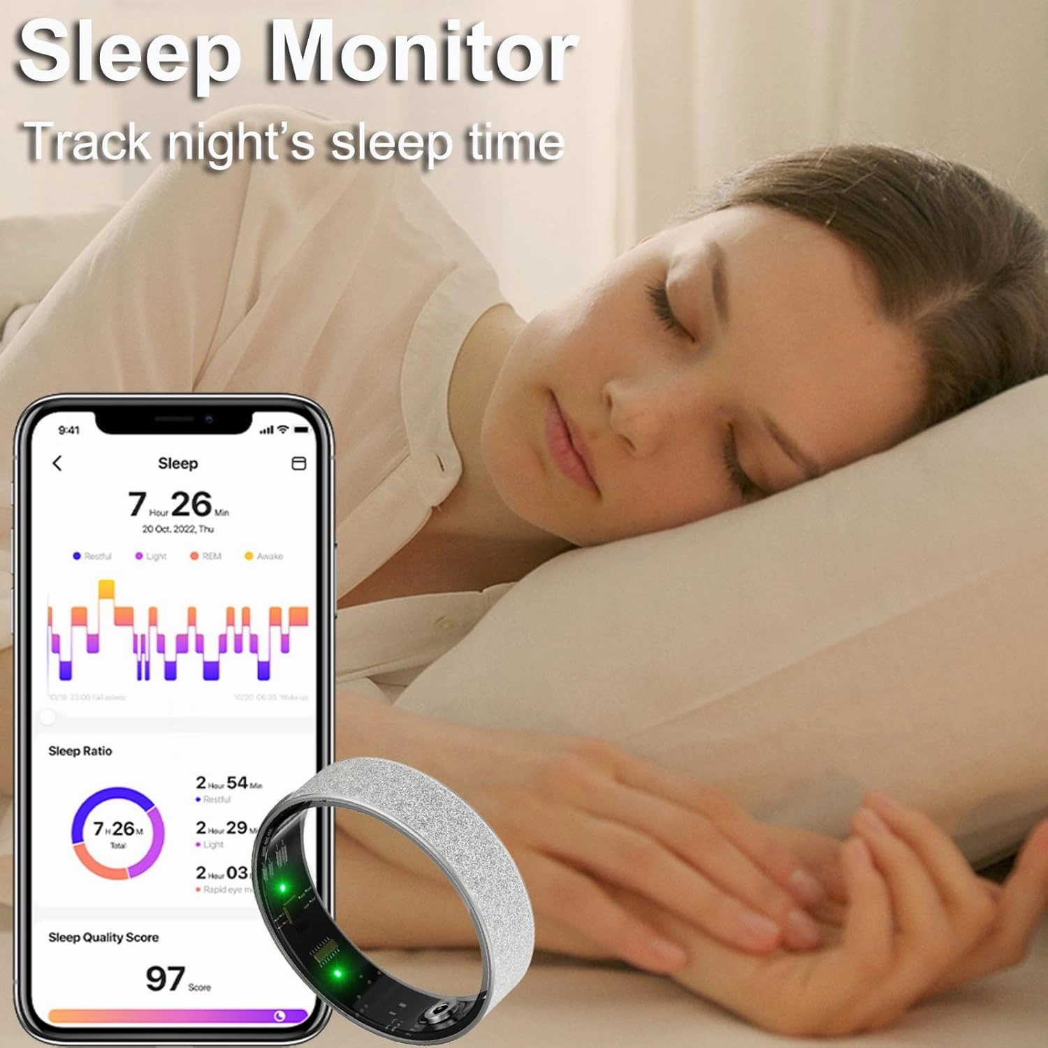 Smart Ring for Women Ladies Fitness Tracker Heart Rate Monitor Sleep Tracker Health Ring Step Counter Calories Waterproof Fashion Smart Rings for Android iOS Phones
