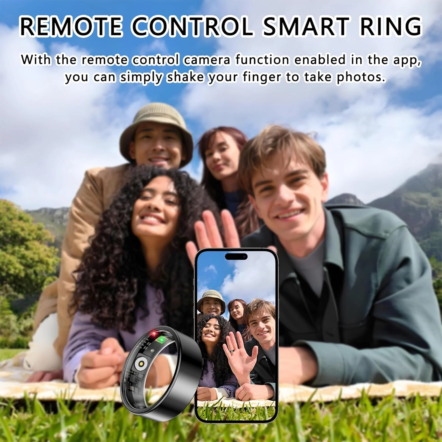 Smart Ring for Women Men, Sleep Tracker Ring, Waterproof Fitness Tracker Health Rings with Heart Rate Monitoring, Blood Oxygen, Stress Distance Calories Steps Tracking, No Subscription Fee(Black,#12)